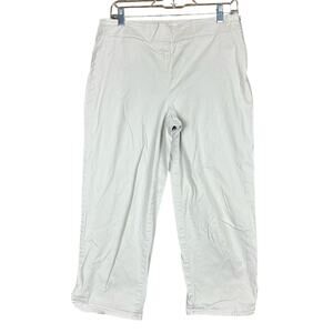 Talbots Womens Pants Cream Heritage Mid Rise Side Zip Chinos Stretch 10